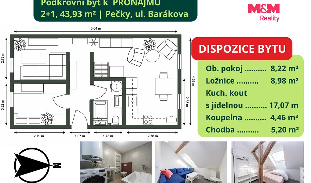 Pronájem bytu 2+1 43 m², Pečky – náhled fotky 5