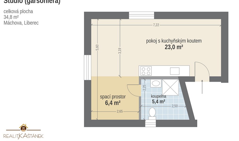 Pronájem bytu atypického 34 m², Liberec – náhled fotky 4