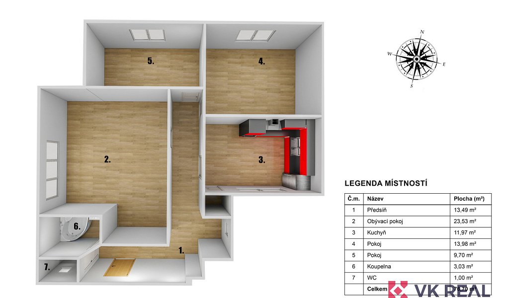Prodej bytu 3+1 76 m², Teplice – náhled fotky 3