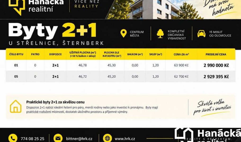 Prodej bytu 2+1 46 m², Šternberk – náhled fotky 2