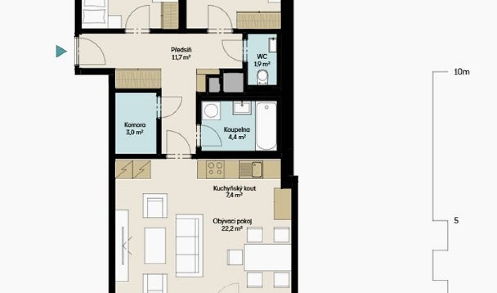 Prodej bytu 3+kk 76 m², Praha – náhled fotky 3