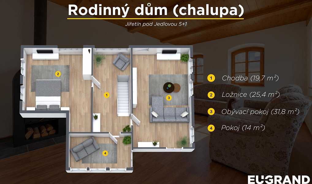Prodej domu 104 m² s pozemkem 486 m², Jiřetín pod Jedlovou – náhled fotky 4