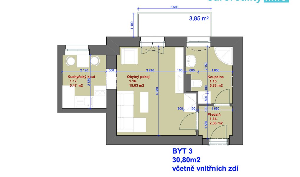 Prodej bytu 1+1 30 m², Mariánské Lázně – náhled fotky 2