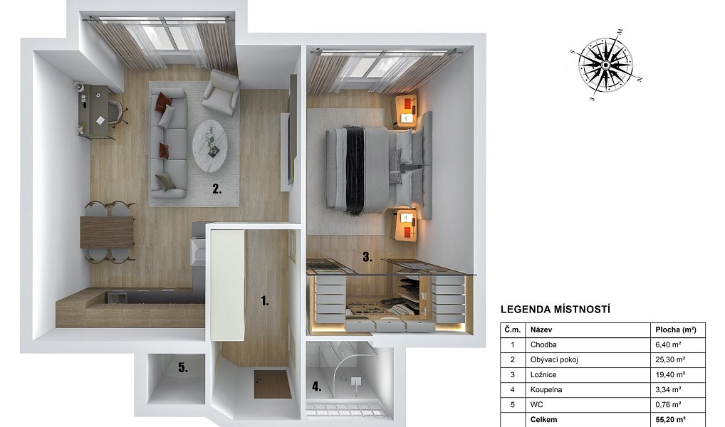 Pronájem bytu 2+kk 57 m², Praha – náhled fotky 3