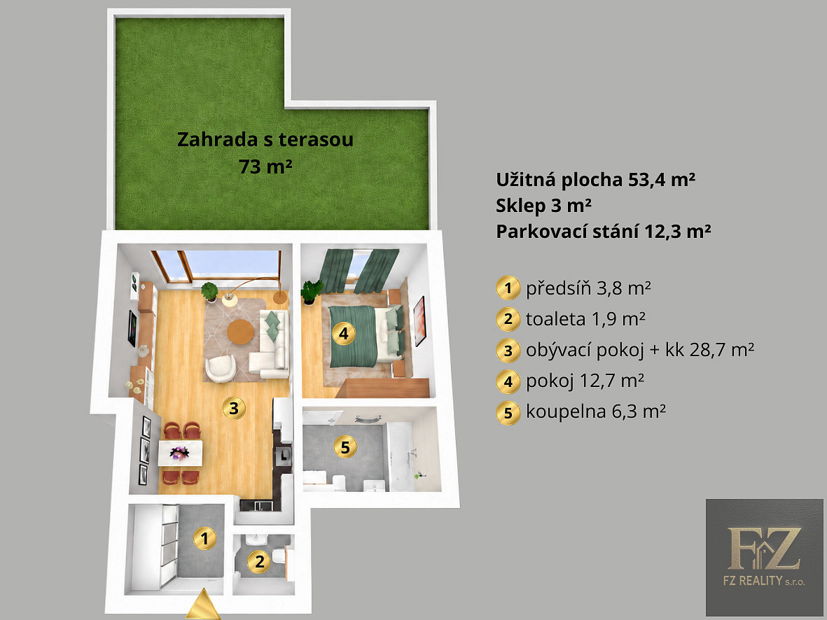 Prodej bytu 2+kk 53 m² – fotografie 3