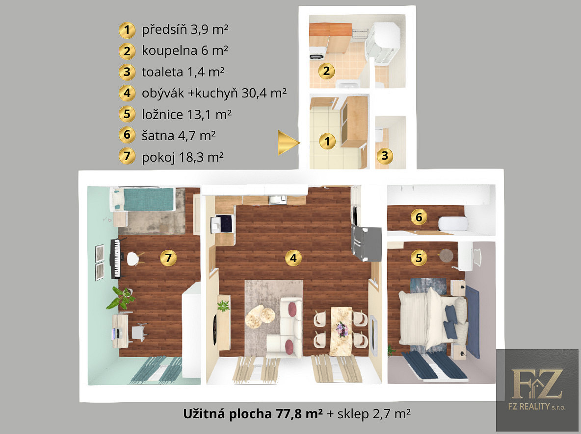 Prodej bytu 3+kk 78 m² — photo 3