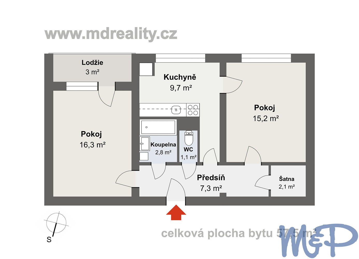 Prodej bytu 2+1 58 m² – fotografie 2