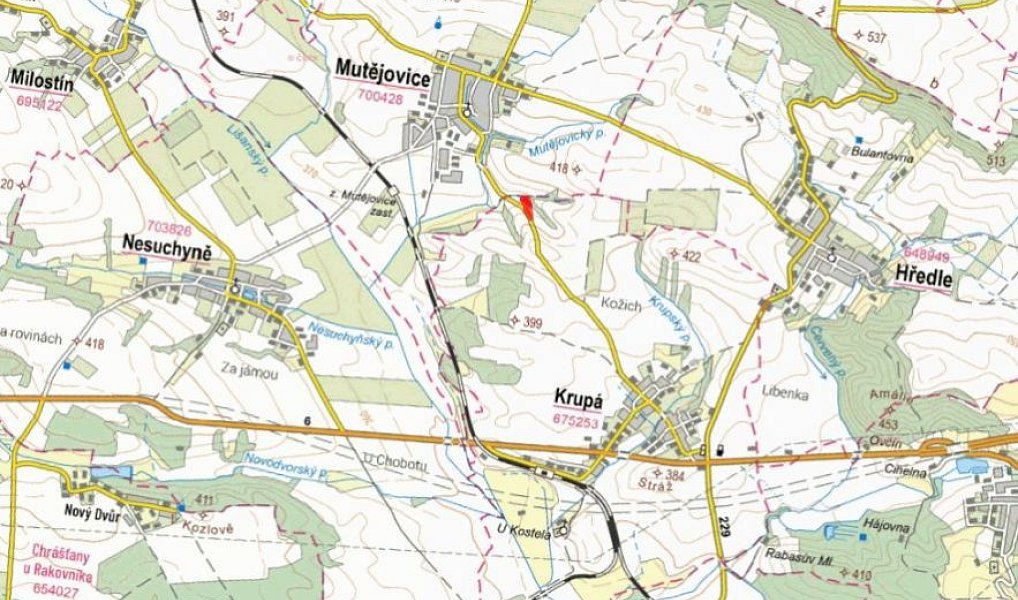 Prodej pole 4 692 m², Krupá – náhled fotky 2