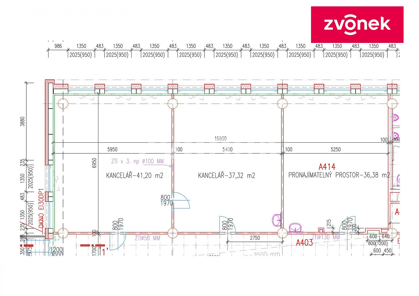 Pronájem kanceláře 36 m² – fotografie 3