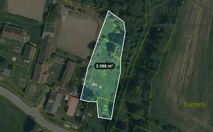 Prodej stavebního pozemku 2 088 m², Bor - Kurojedy, okres Tachov