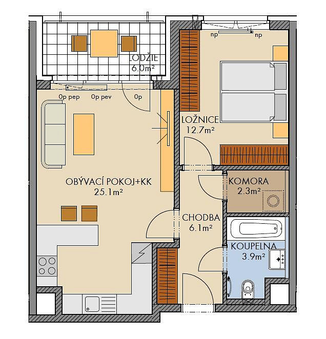Prodej bytu 2+kk 52 m² — photo 2