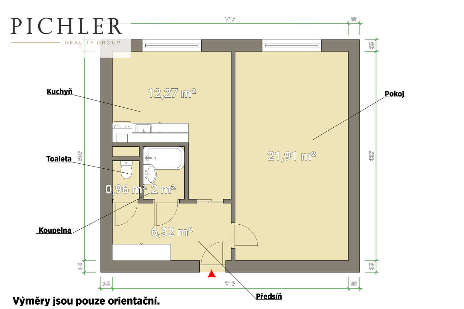 Prodej bytu 1+1 42 m² – pohled 3
