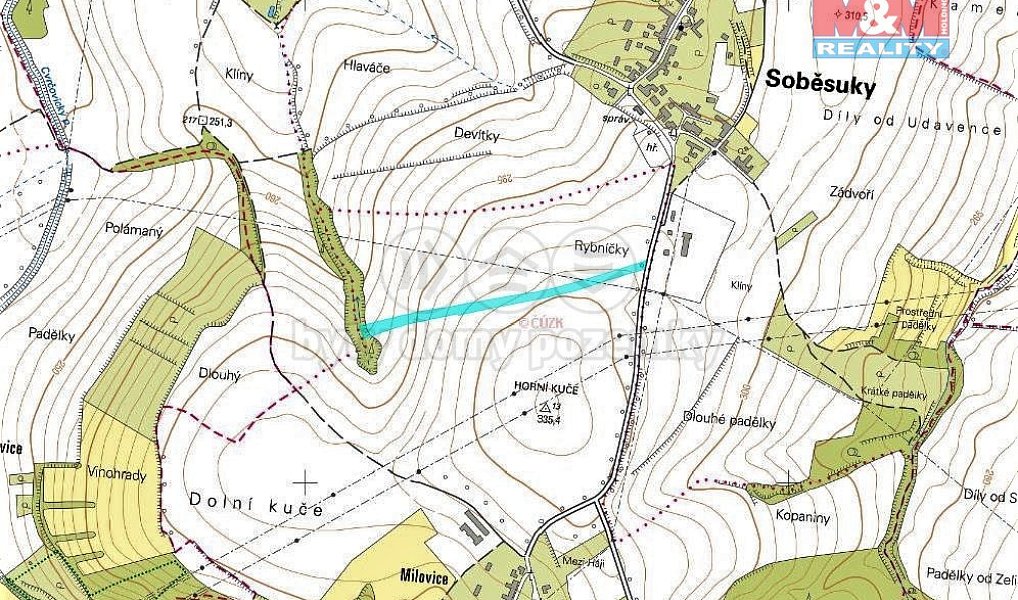 Prodej pole 1 371 m², Soběsuky – náhled fotky 2