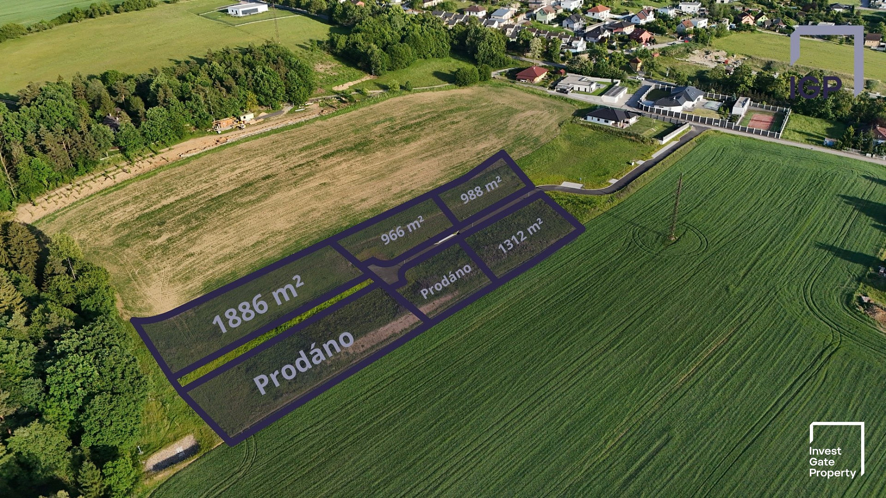 Prodej stavebního pozemku 1 886 m²