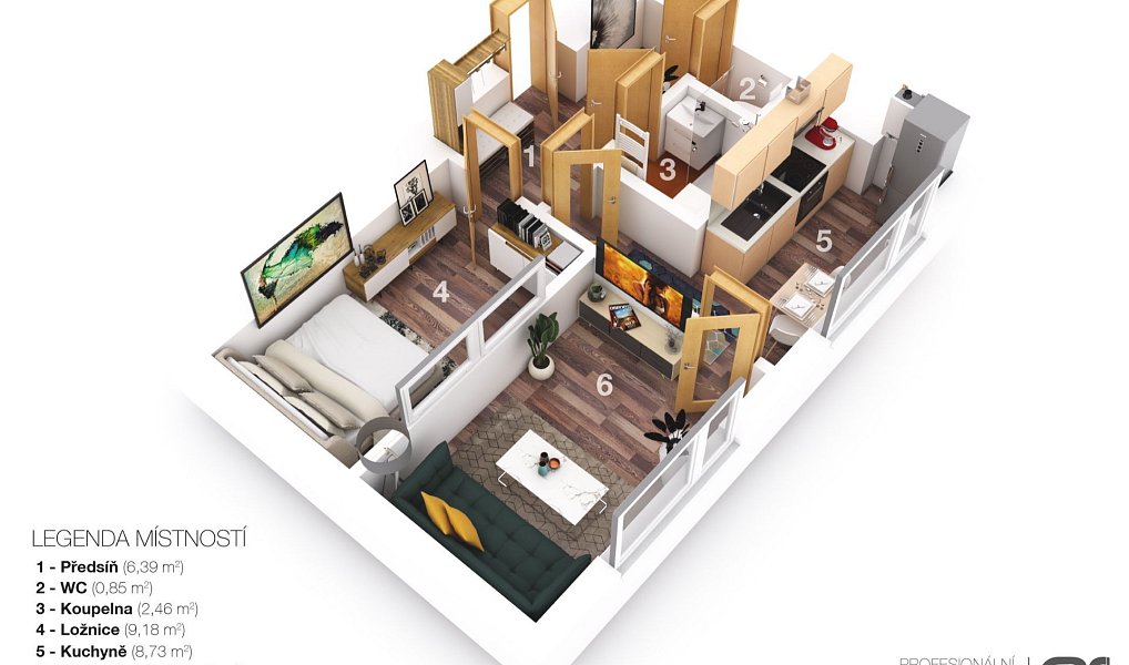 Pronájem bytu 2+1 39 m², Kladno – náhled fotky 3