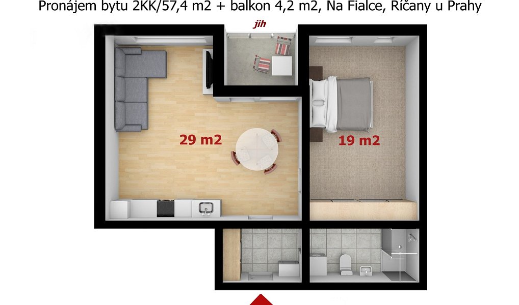 Pronájem bytu 2+kk 62 m², Říčany – náhled fotky 12