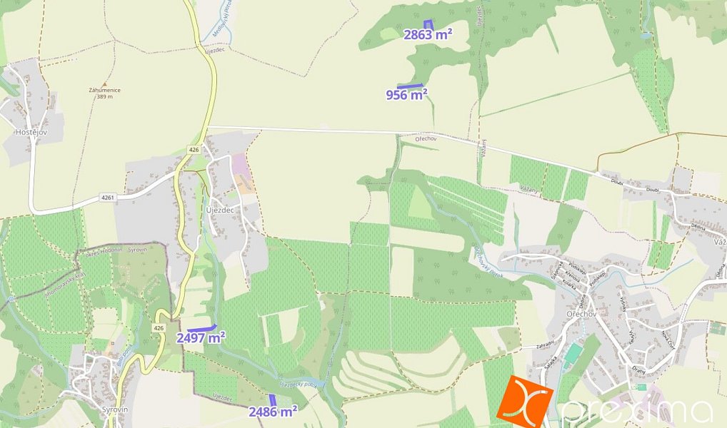 Prodej pozemku 2 615 m², Újezdec – náhled fotky 2