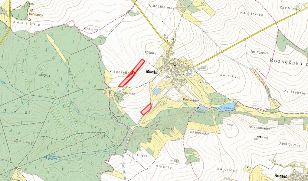 Prodej pole 8 481 m², Milešín – náhled fotky 2