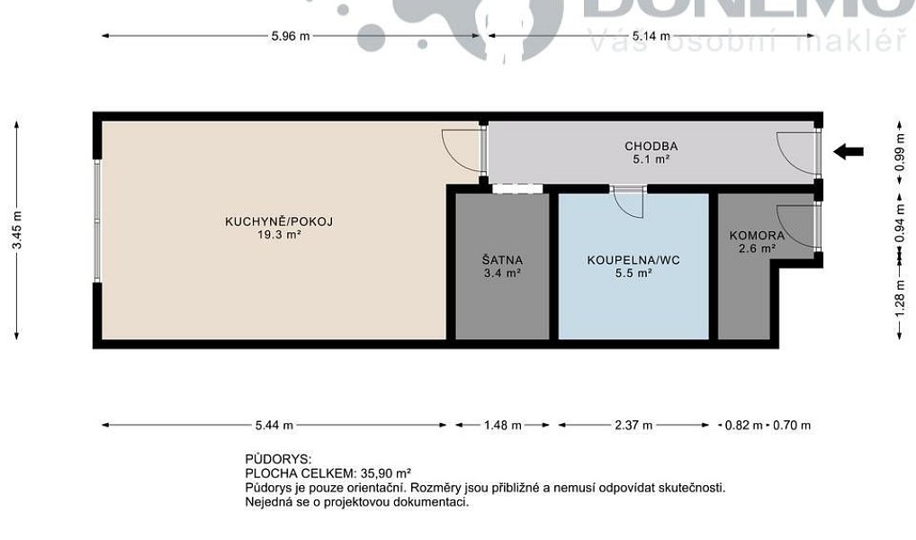 Pronájem bytu 1+kk 34 m², Olomouc – náhled fotky 2