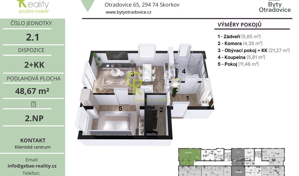 Prodej bytu 2+kk 49 m², Skorkov – náhled fotky 4