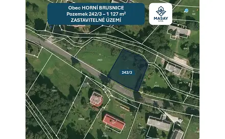 Prodej stavebního pozemku 1 128 m², Horní Brusnice, okres Trutnov