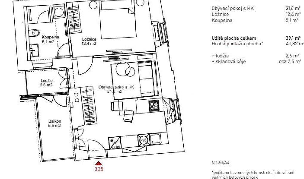 Pronájem bytu 2+kk 39 m², Praha – náhled fotky 7