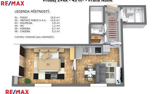 Prodej bytu 2+kk 41 m², 5. května, Praha 4 - Nusle