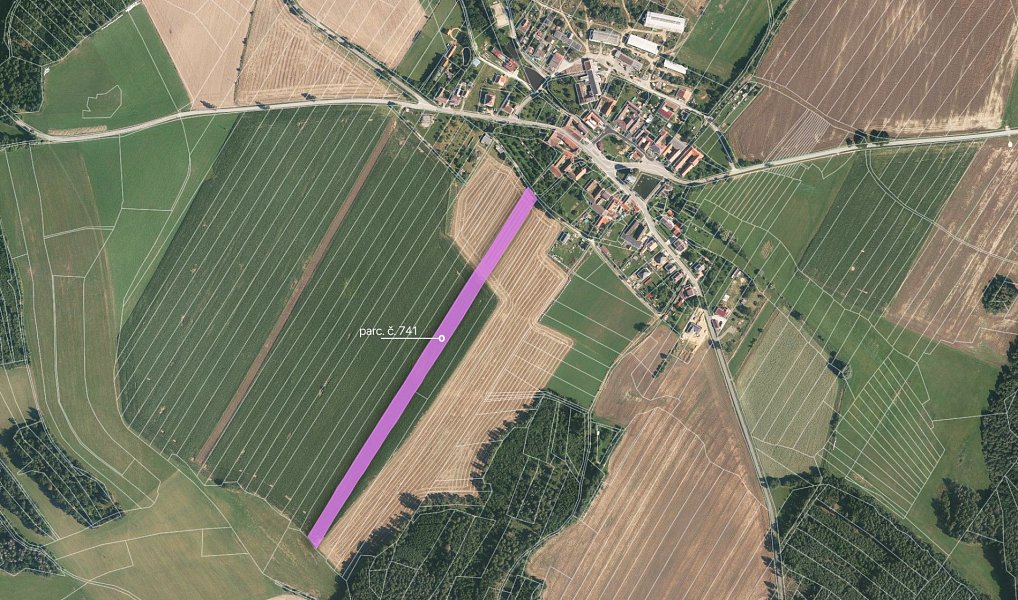 Prodej pole 13 776 m², Mysletice – fotka 1 z 5