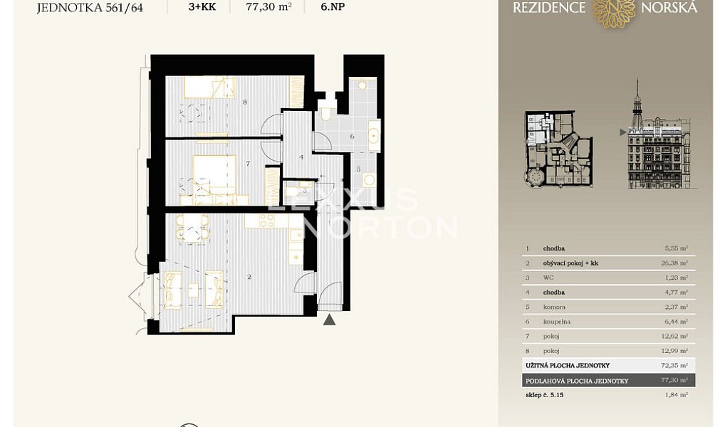 Prodej bytu 3+kk 77 m², Praha – náhled fotky 11
