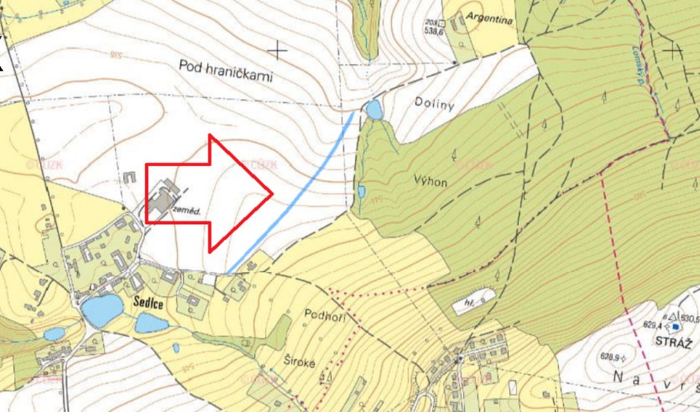 Prodej stavebního pozemku 3 406 m², Svatý Jan nad Malší – fotka 1 z 4