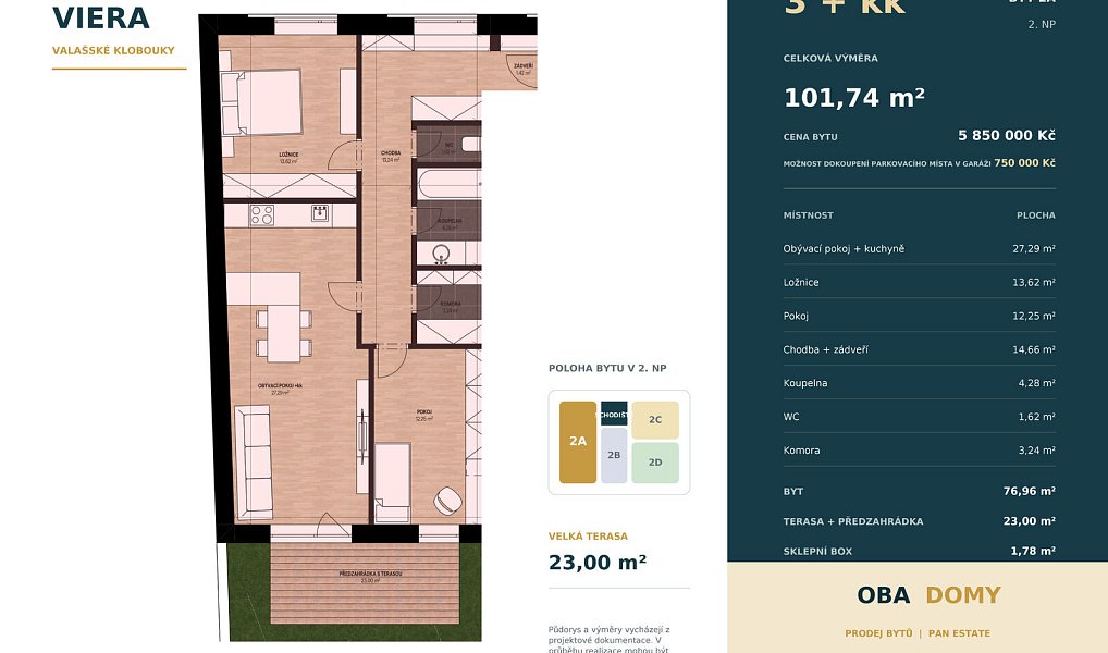 Prodej bytu 3+kk 77 m², Valašské Klobouky – náhled fotky 2