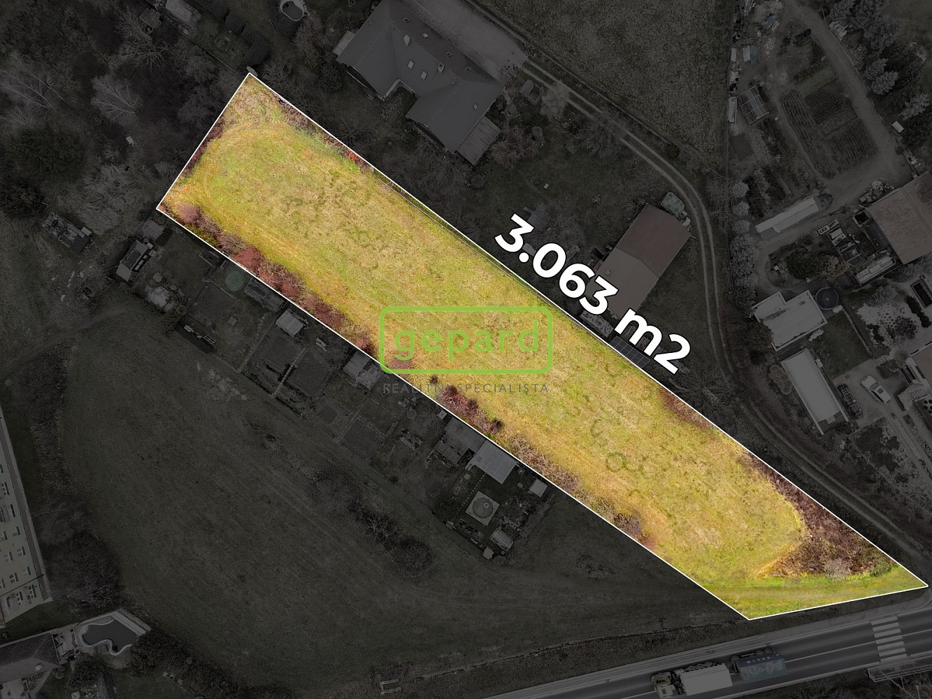 Prodej stavebního pozemku 3 063 m² – pohled 2