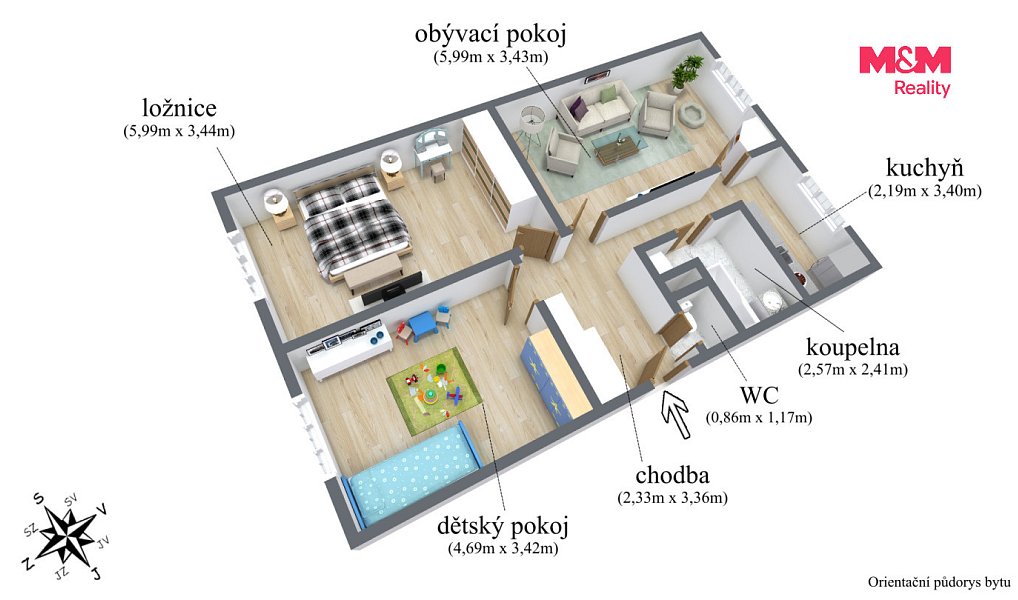 Prodej bytu 3+1 80 m², Chomutov – náhled fotky 4