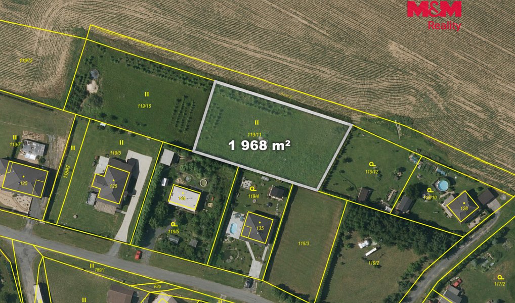 Prodej stavebního pozemku 1 968 m², Úžice – náhled fotky 3