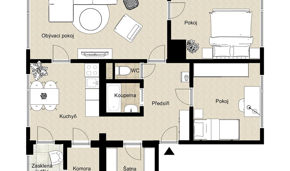 Prodej bytu 3+1 83 m², Chomutov – náhled fotky 2