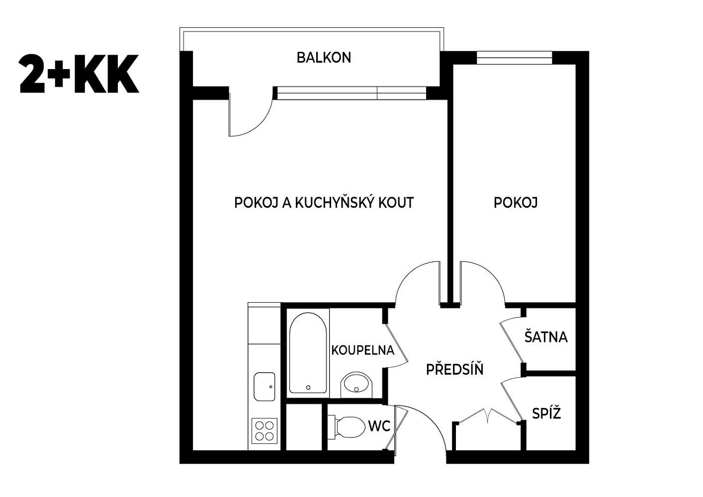 Prodej bytu 2+kk 44 m² – pohled 5