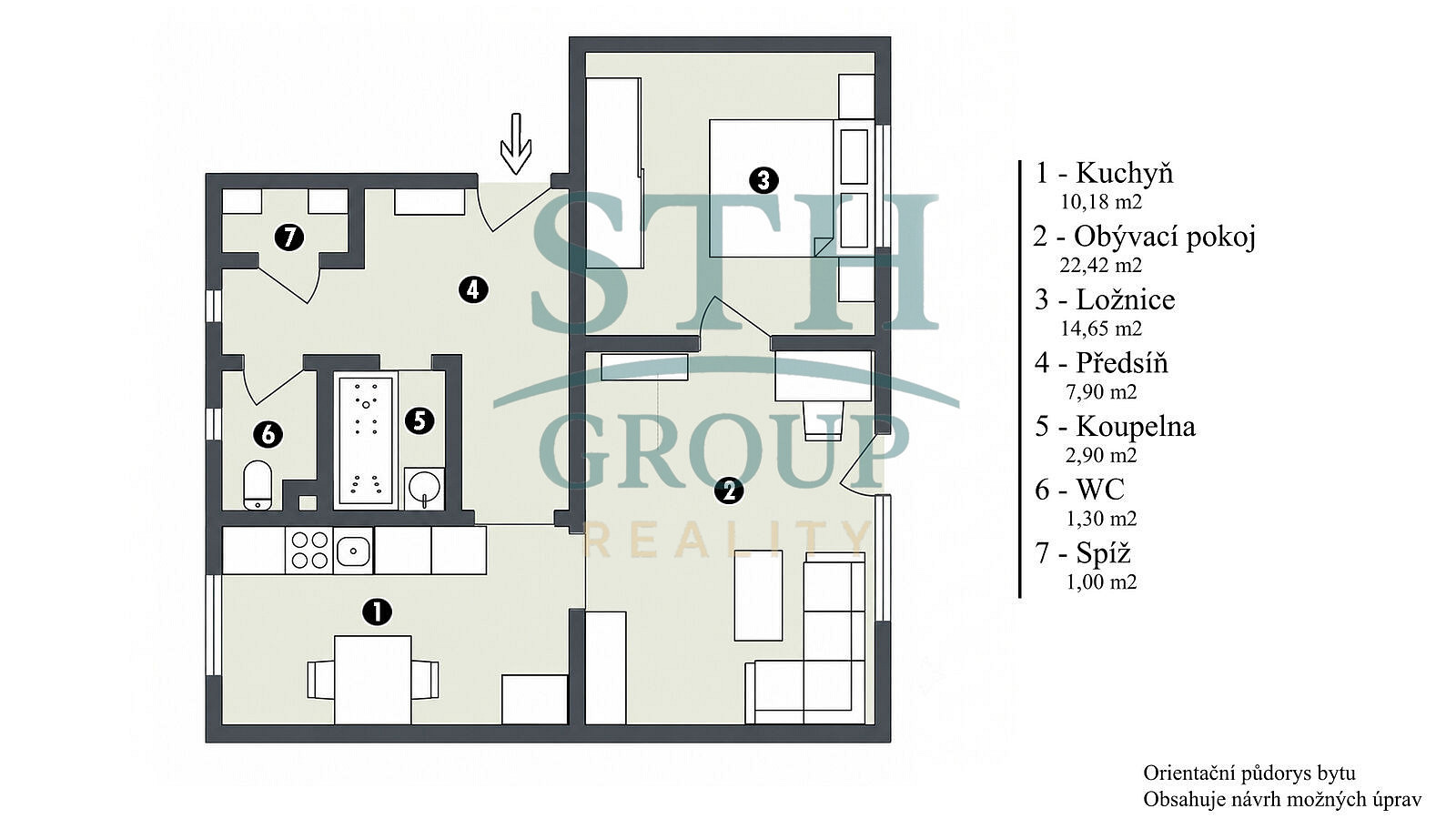 Prodej bytu 2+1 60 m² – fotografie 3