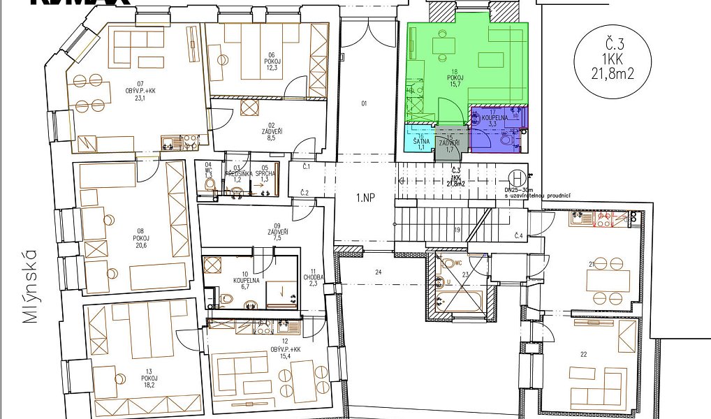 Pronájem bytu 1+kk 22 m², Duchcov – náhled fotky 6