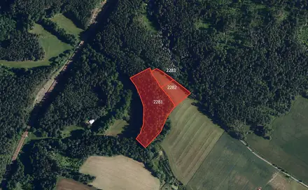 Prodej lesa 8 658 m², Katov, okres Brno-venkov