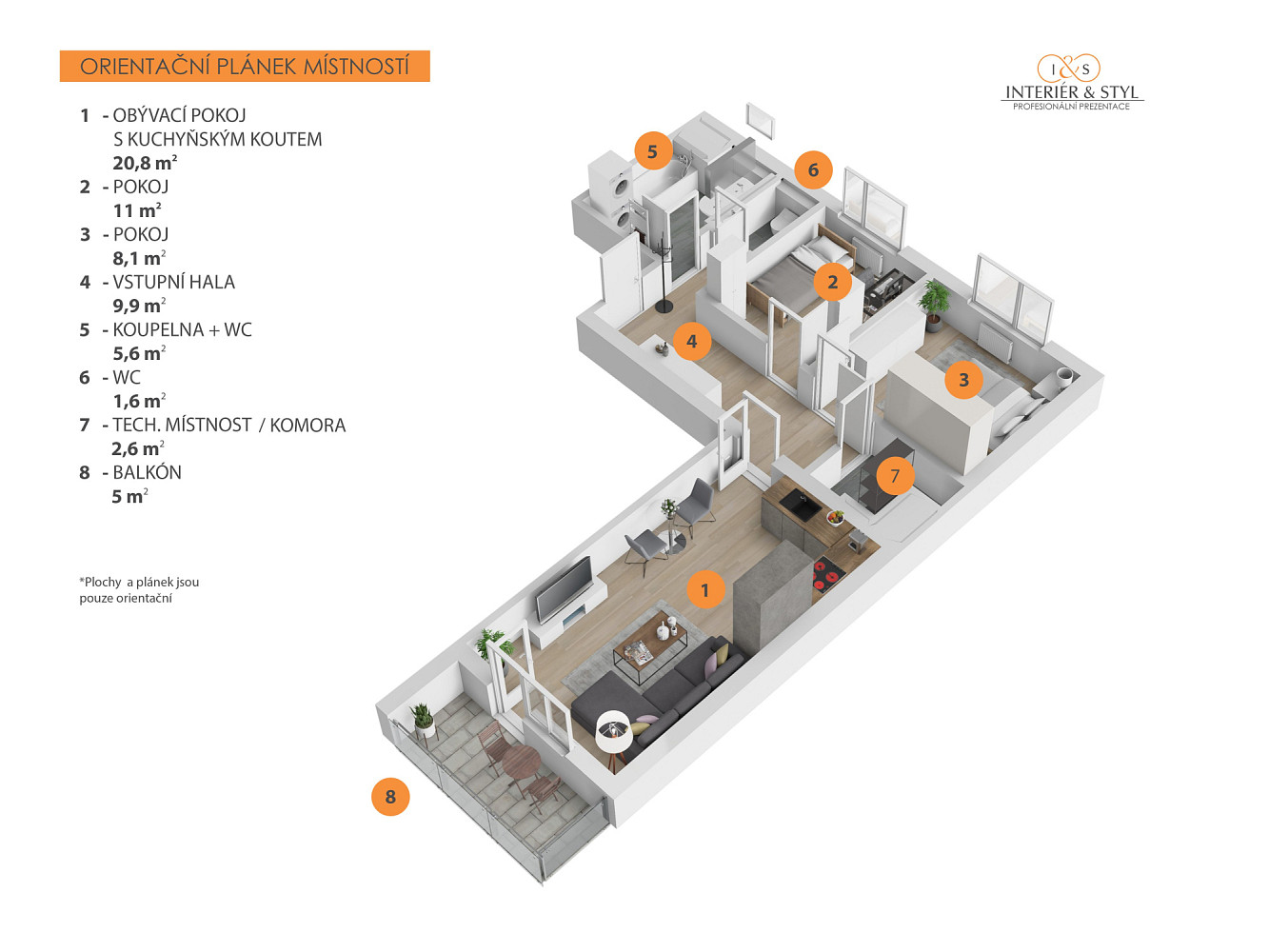 Pronájem bytu 3+kk 66 m² – fotografie 2