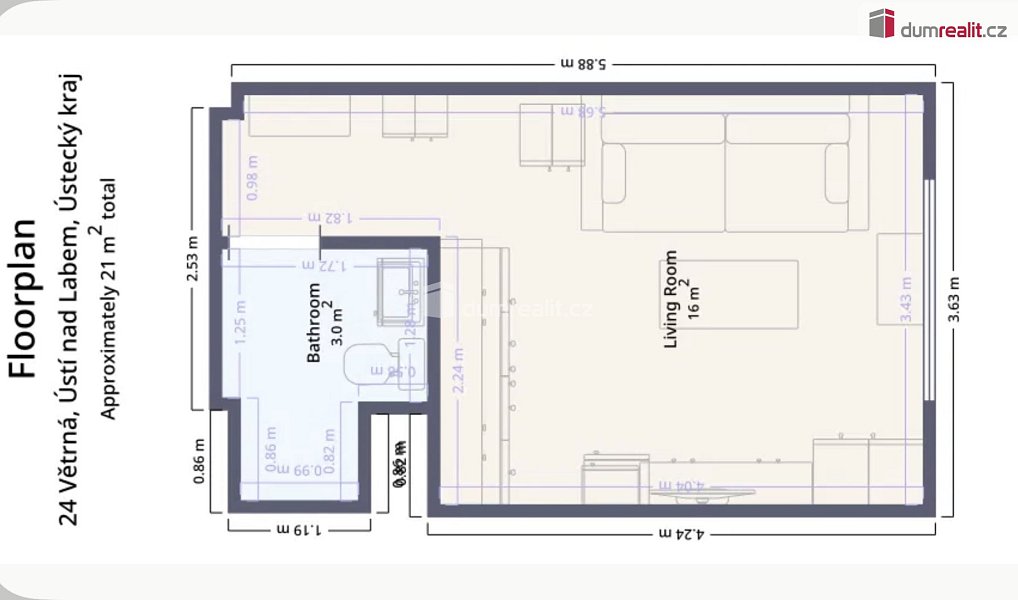 Prodej bytu 1+kk 21 m², Ústí nad Labem – náhled fotky 5