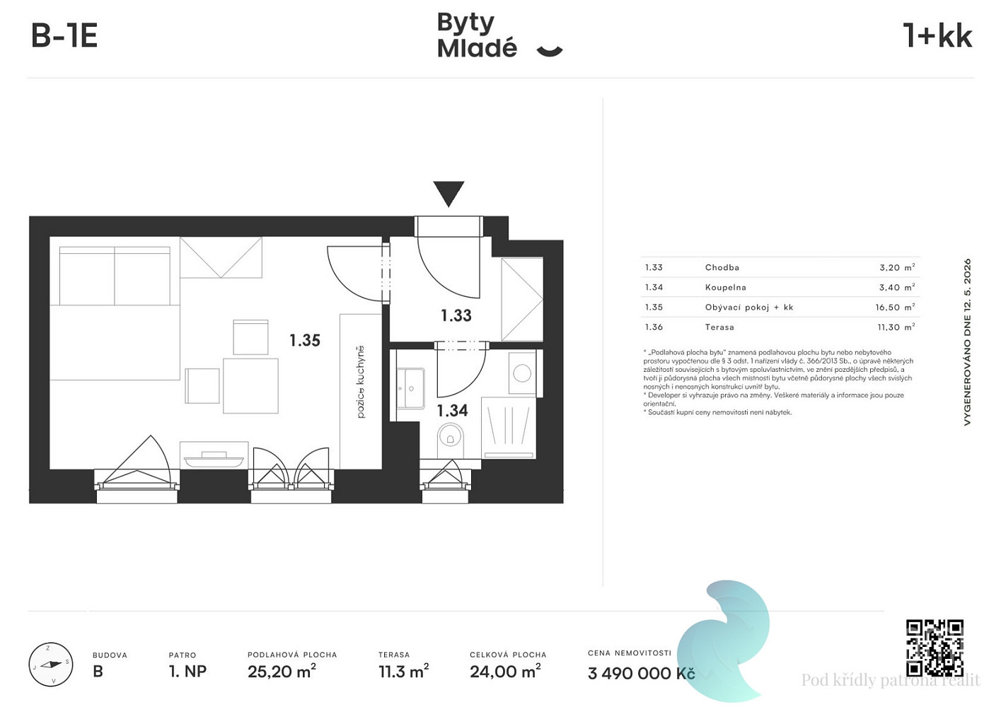 Prodej bytu 1+kk 25 m² – fotografie 3