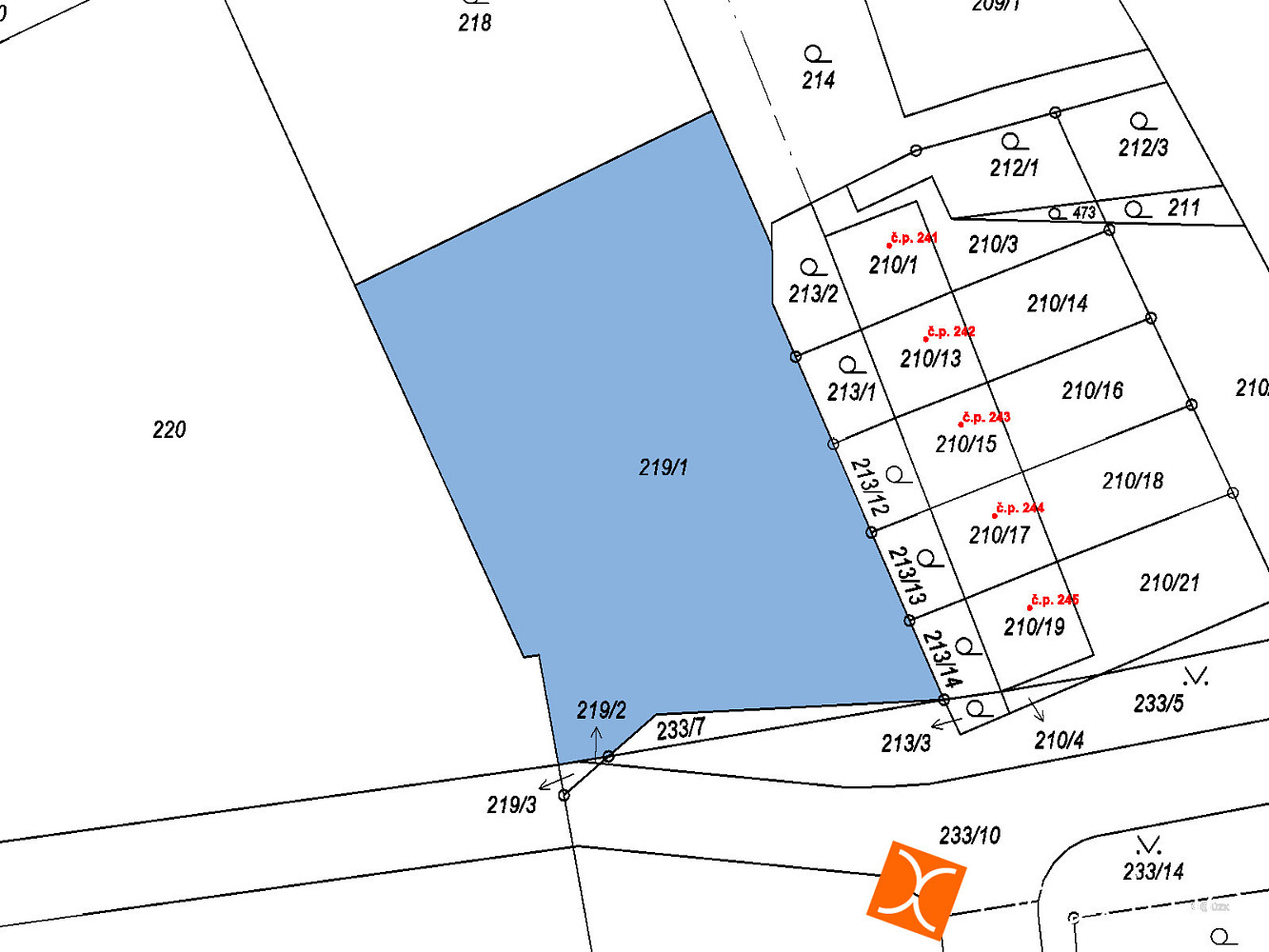 Prodej stavebního pozemku 1 935 m² – pohled 3