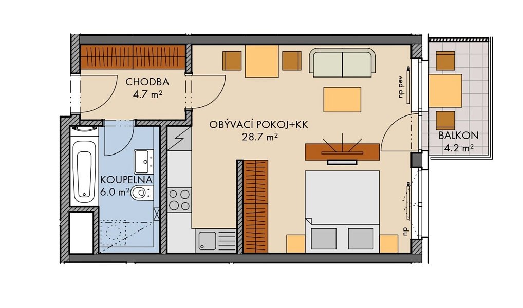 Prodej bytu 1+kk 44 m², Praha – náhled fotky 2