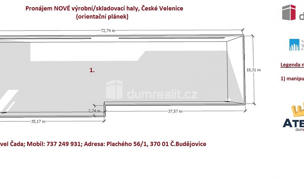 Pronájem výrobních prostor 1 421 m², České Velenice – náhled fotky 2