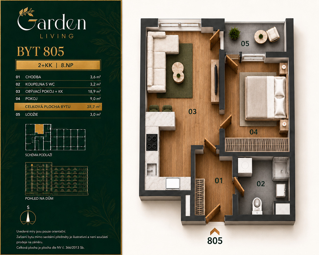 Prodej bytu 2+kk 42 m² – pohled 5