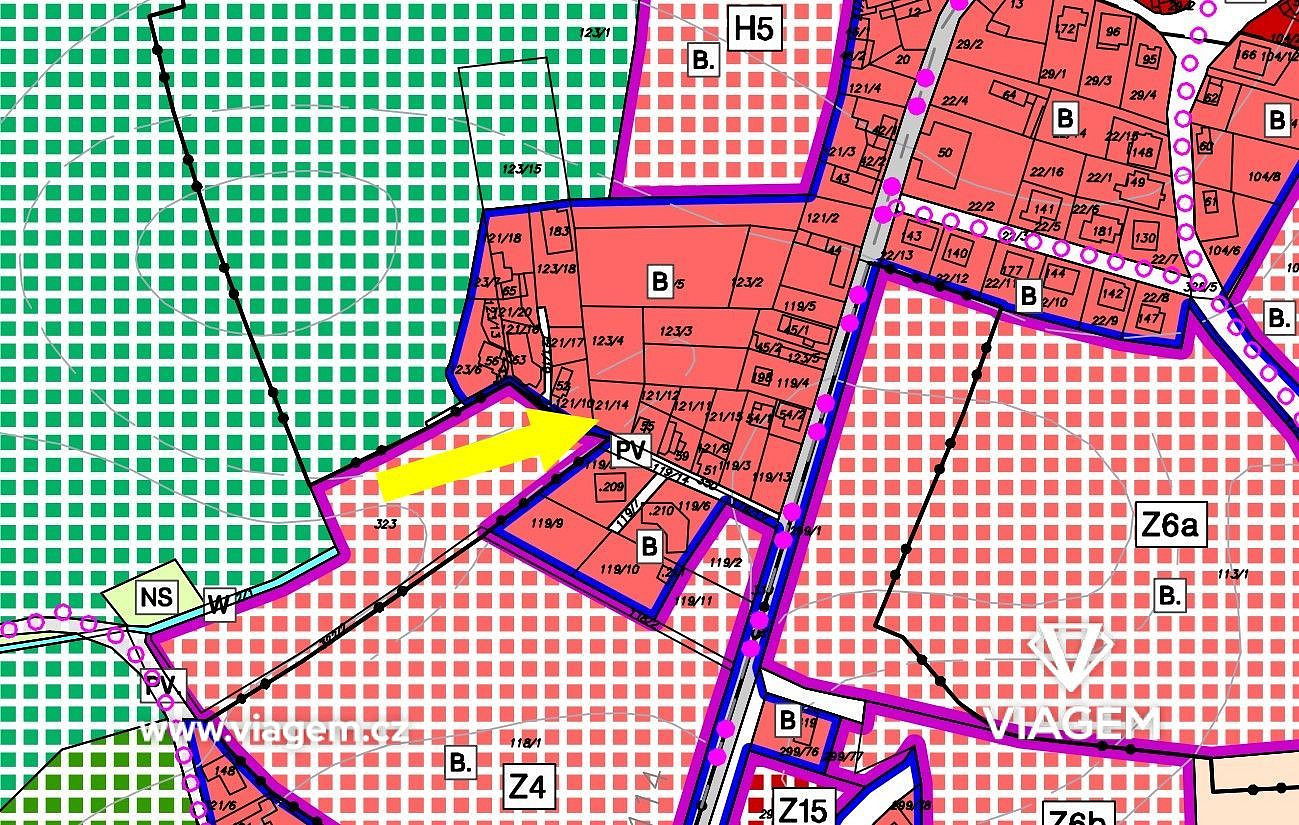 Prodej stavebního pozemku 472 m² – pohled 2
