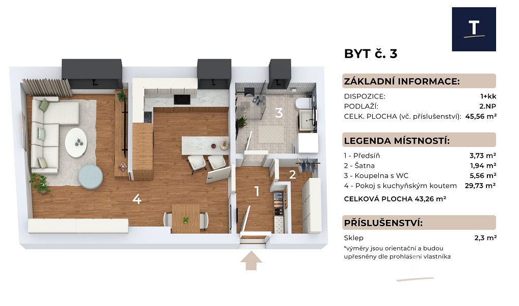 Prodej bytu 1+kk 46 m², Brno – náhled fotky 6