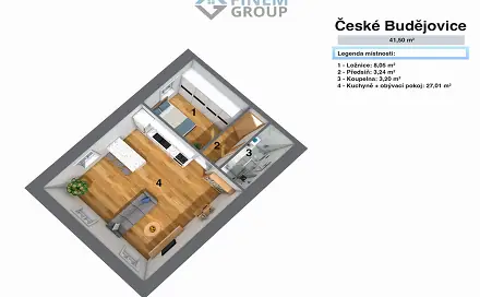 Prodej bytu 2+kk 41 m², České Budějovice