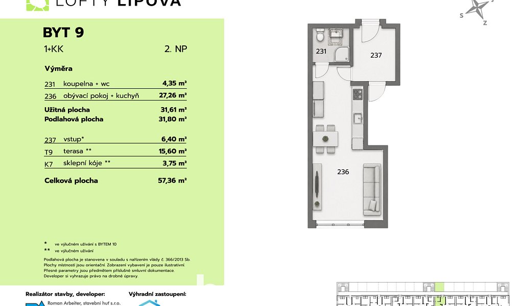 Prodej bytu 1+kk 32 m², Hodonice – náhled fotky 4